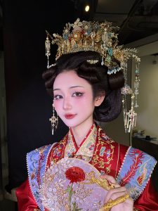 宁波新娘古风化妆培训课堂作品：新娘拍摄造型，影楼拍摄流程演示